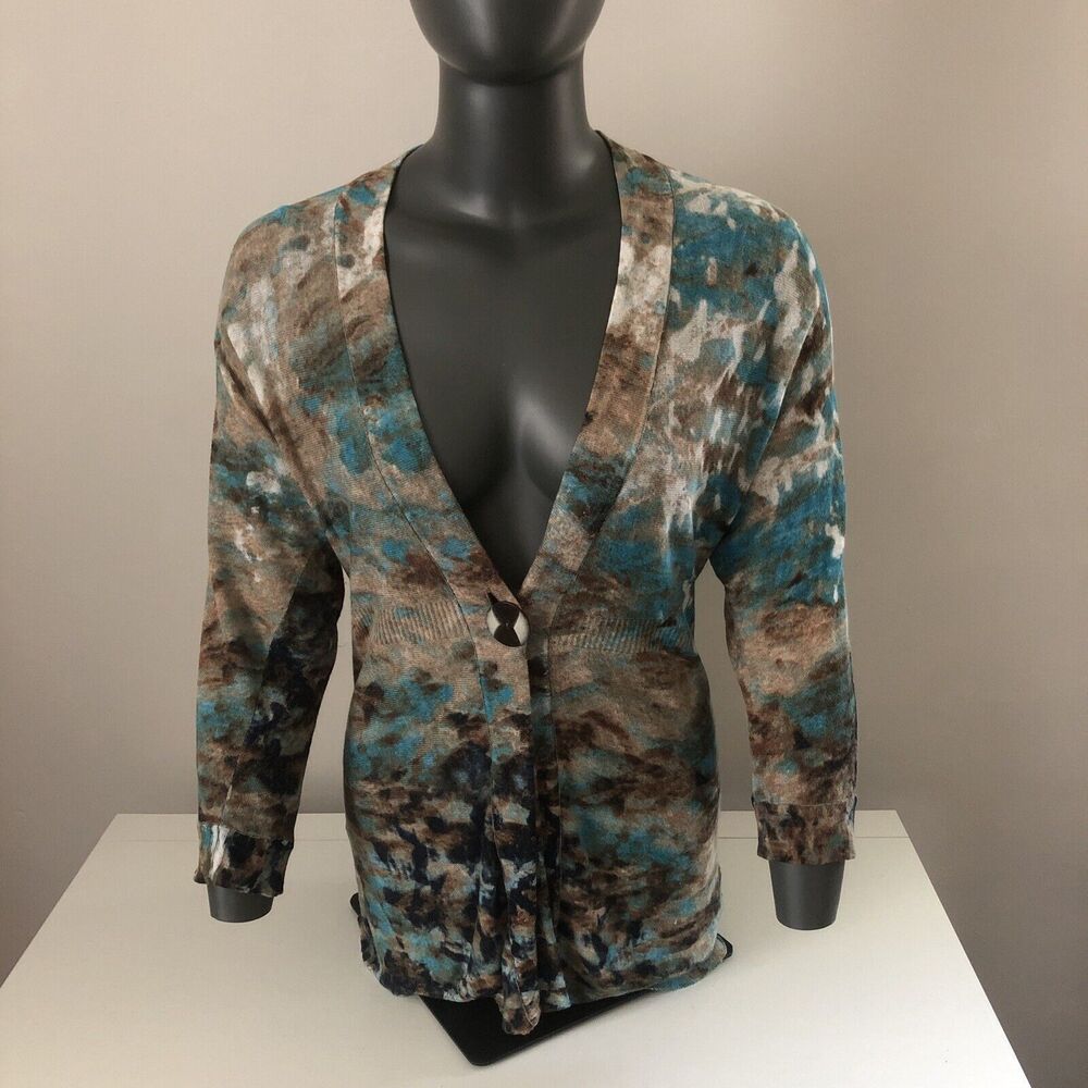 Nic + Zoe One Button Lightweight Cardigan Multicolor Sheer Women's Small